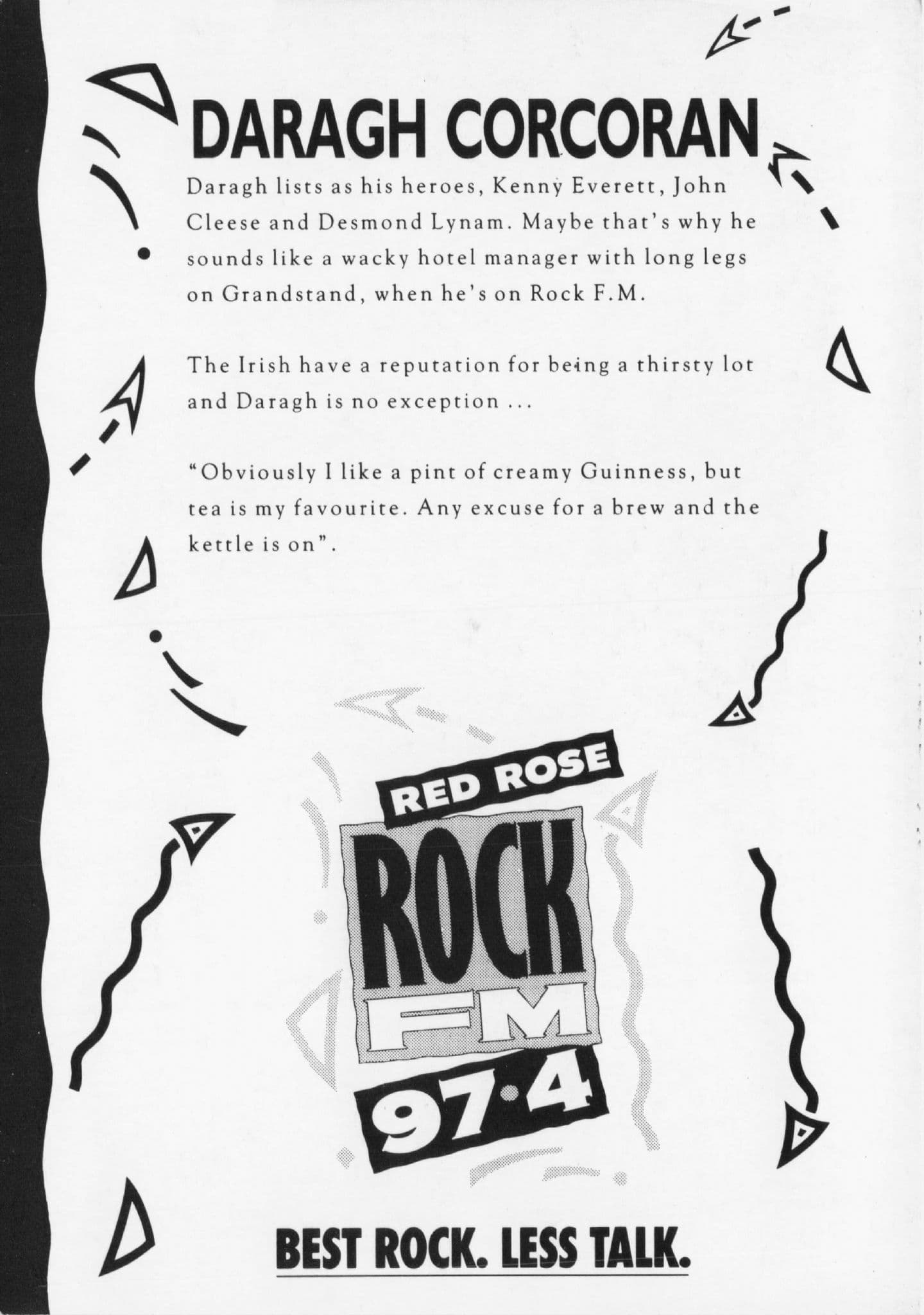 Daragh Corcoran Rock & Heavy Metal FM Radio DJ Advertising Card