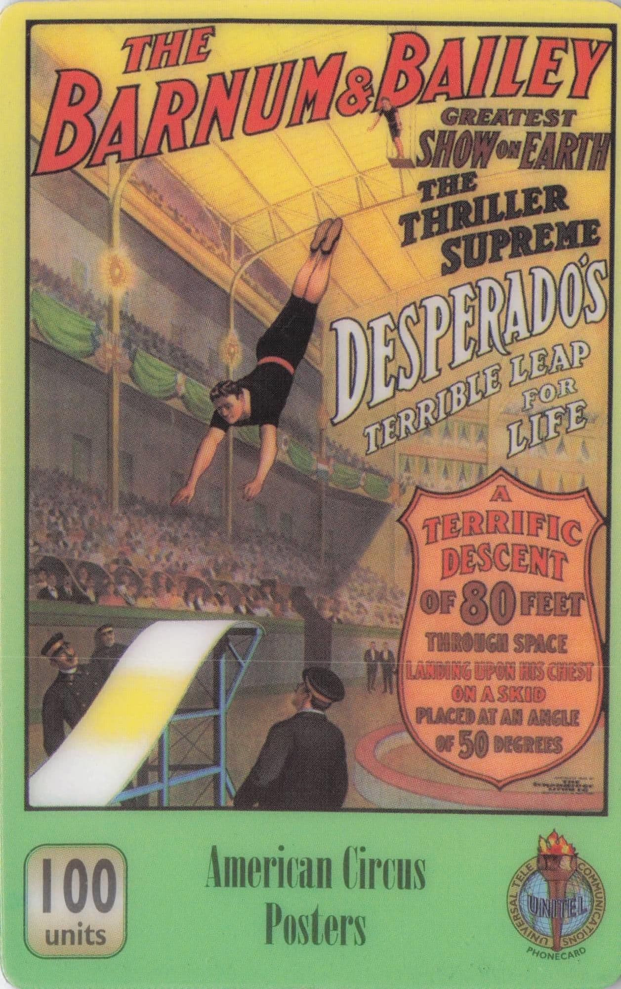 Daredevil Stuntman Big Top Barnum & Bailey Rare Circus Phonecard