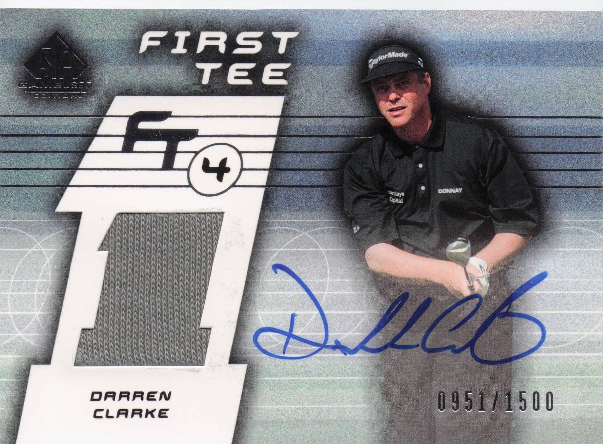 Darren Clarke First Tee SP 2003 Golf Hand Signed Worn PGA Shirt Card