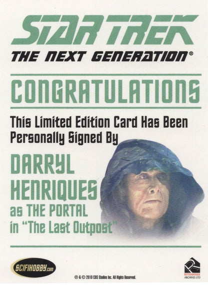 Darryl Henriques Star Trek Hand Signed Autograph Photo Card