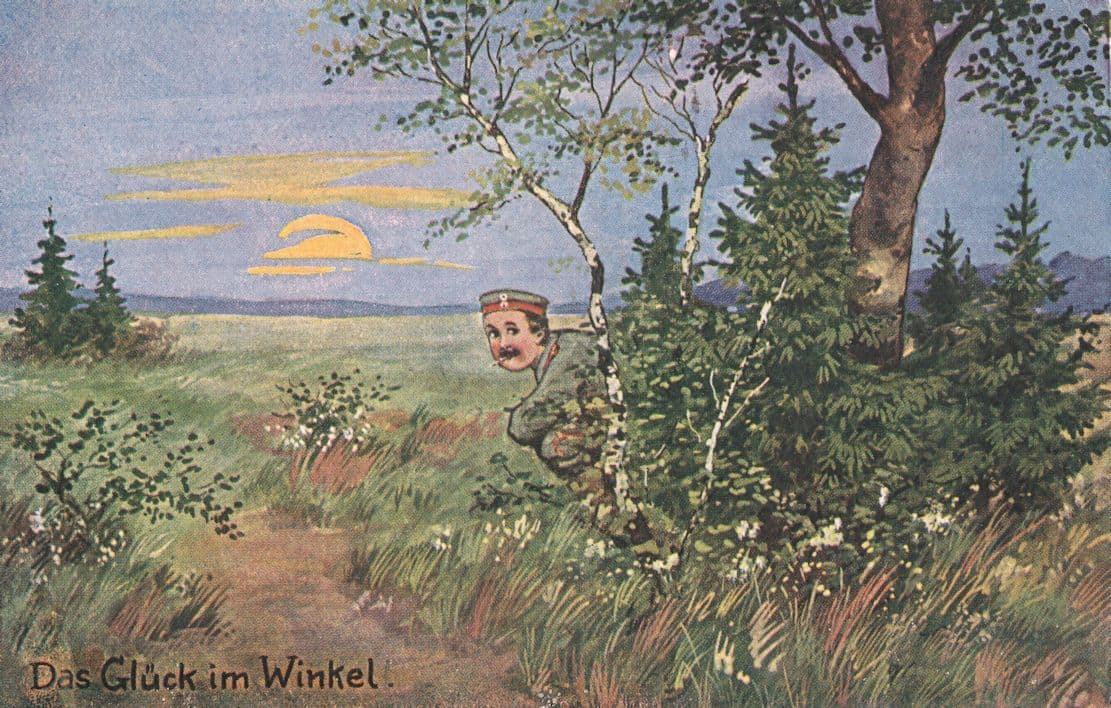 Das Gluck Im Winkel German WW1 Military Soldier Comic Postcard