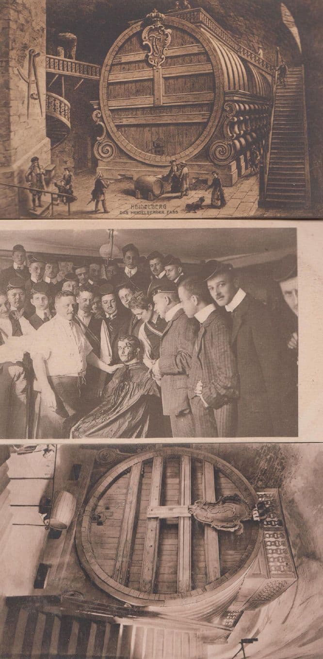 Das Heidelberg Fass Antique 3x Postcard