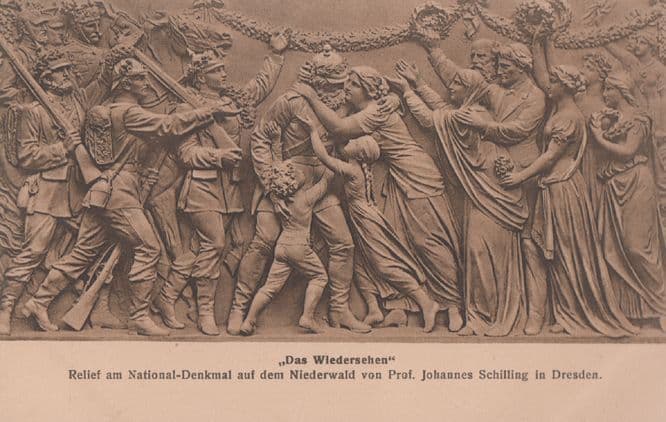 Das Wiedersehen Johannes Schilling Denkmal Dresden Antique Statue Postcard