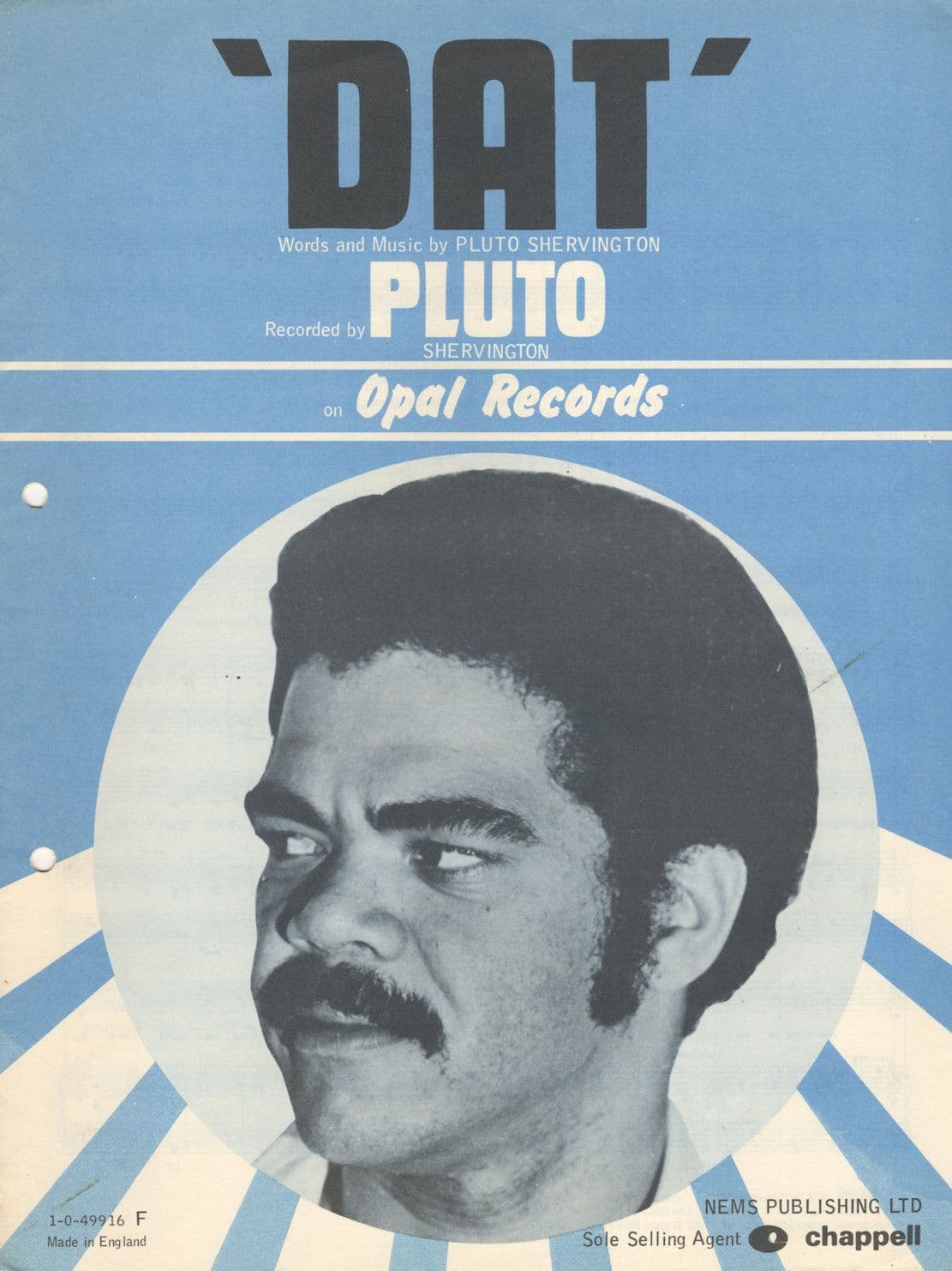 Dat Pluto Shervington Rare 1970s Disco R&B Soul Sheet Music