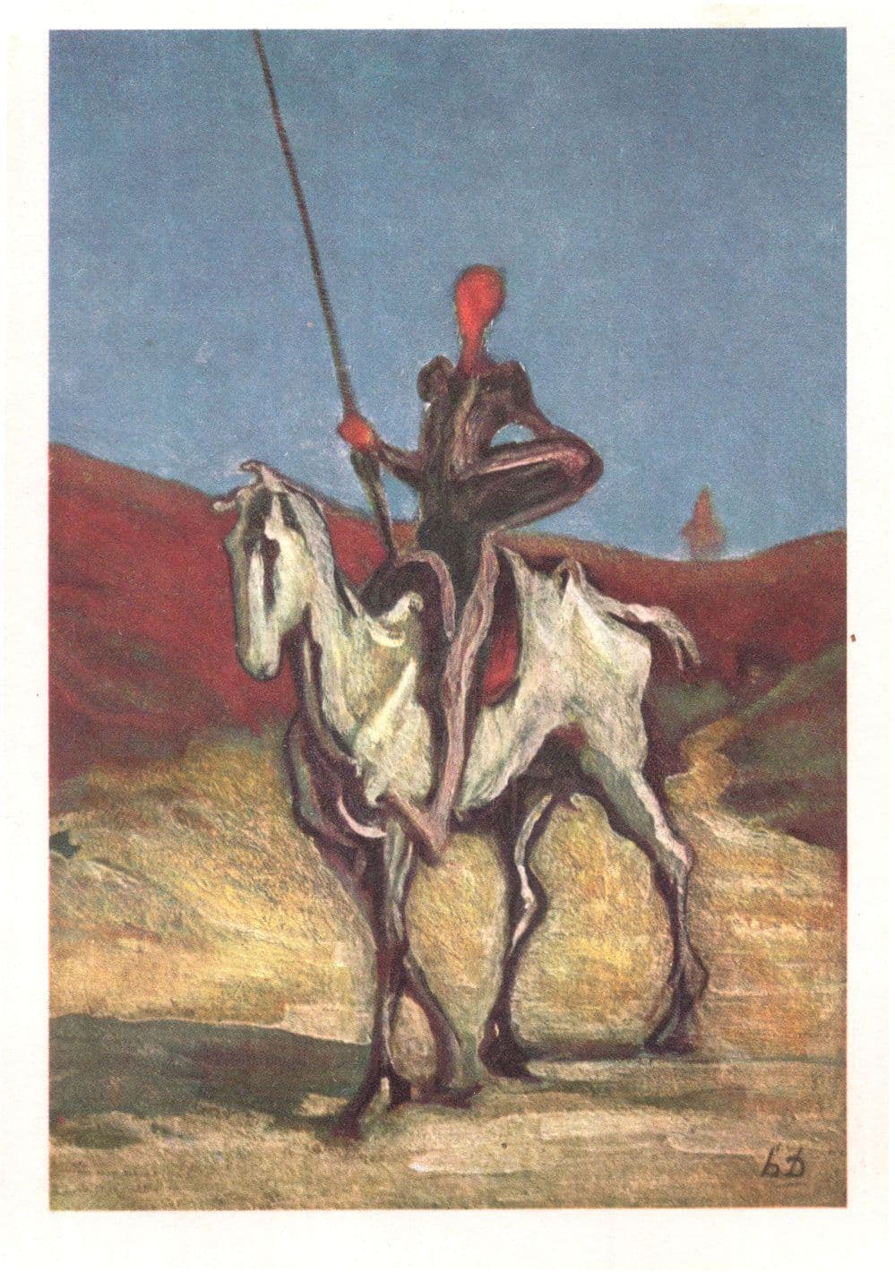 Daumier Don Quixote Munich Rare Old French Painting Postcard