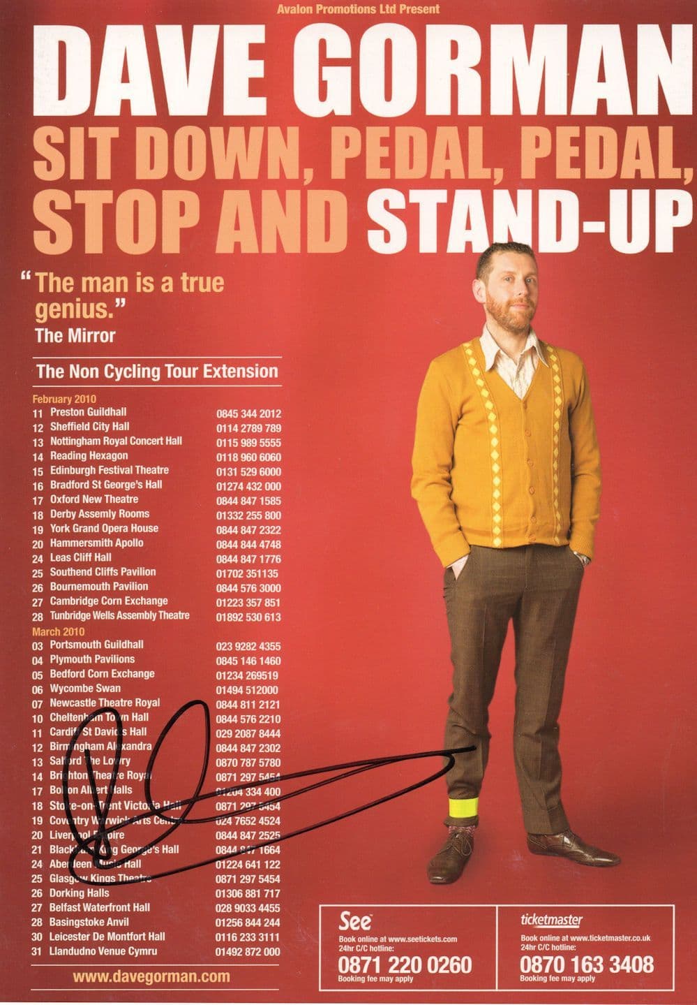 Dave Gorman Comedian Hand Signed Theatre Flyer