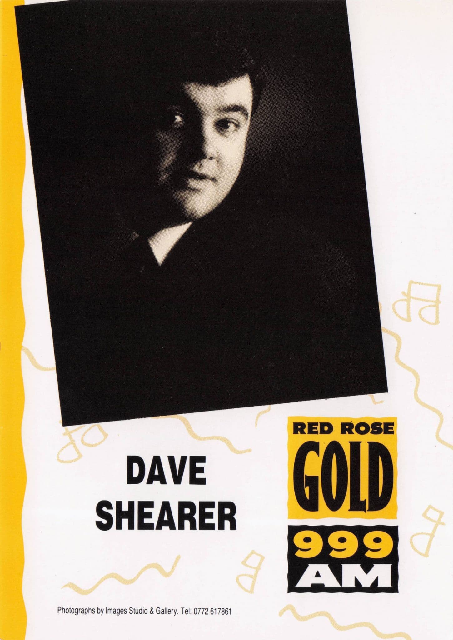 Dave Shearer Radio 999 AM Red Rose Gold DJ Advertising Photo Card