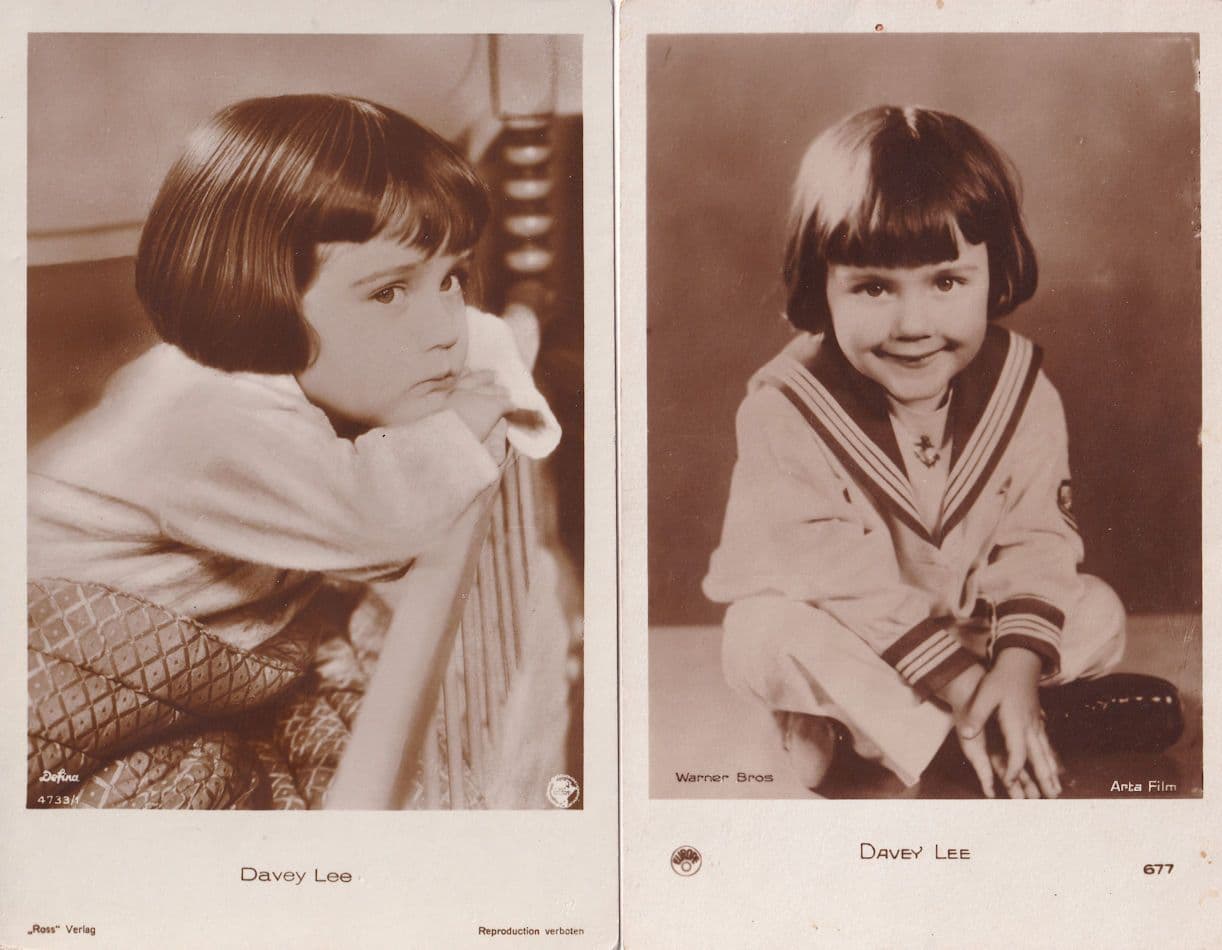 Davey Lee 2x Child Film Star Old Postcard s