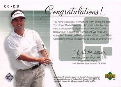 David Berganio Jr Course Classics Upper Deck 2002 Real Relic Golf Shirt Card