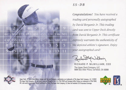David Berganio Scorecard Signatures Hand Signed 2002 SP Golf Autograph Card