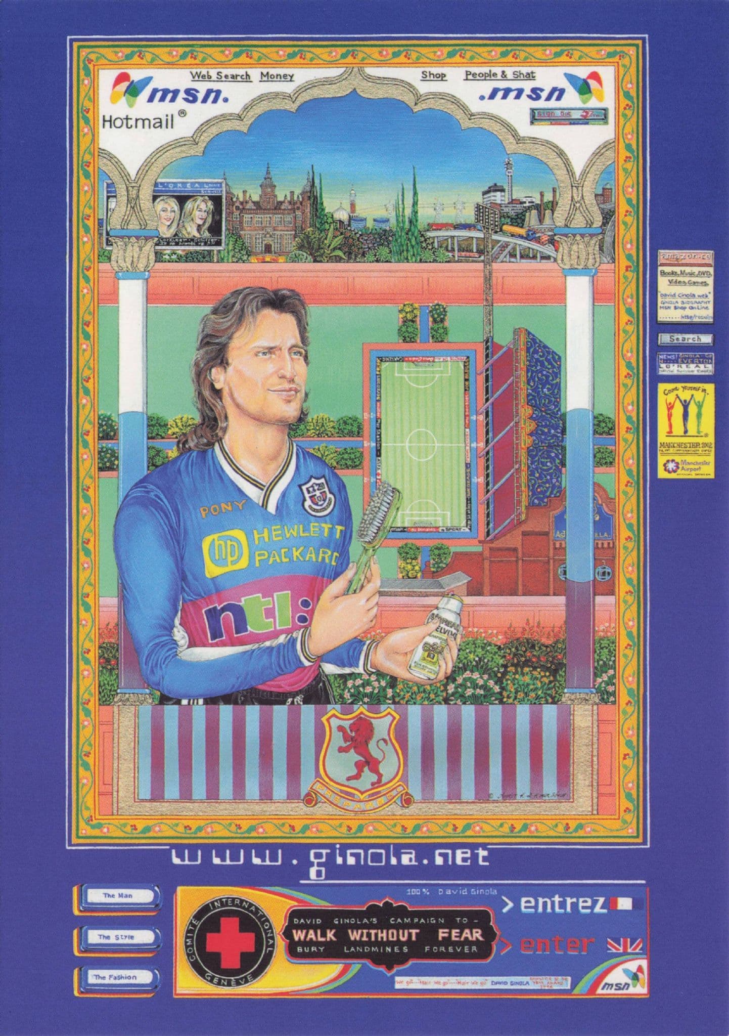 David Ginola Singh Twins Painting Exhibition Advertising Postcard