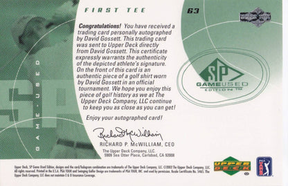 David Gossett Authentic Rookie 2002 Golf SP Hand Signed Autograph Card