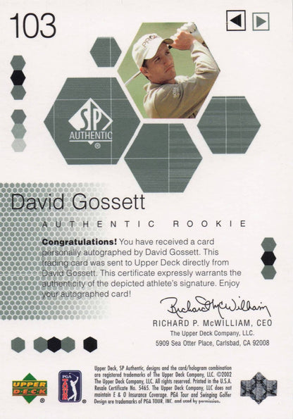 David Gossett First Tee SP 2002 Golf Hand Signed Worn PGA Shirt Card