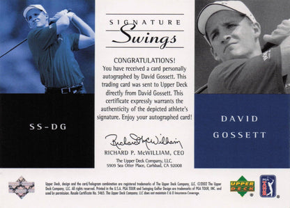 David Gossett Signature Swings Hand Signed 2002 SP Golf Autograph Card
