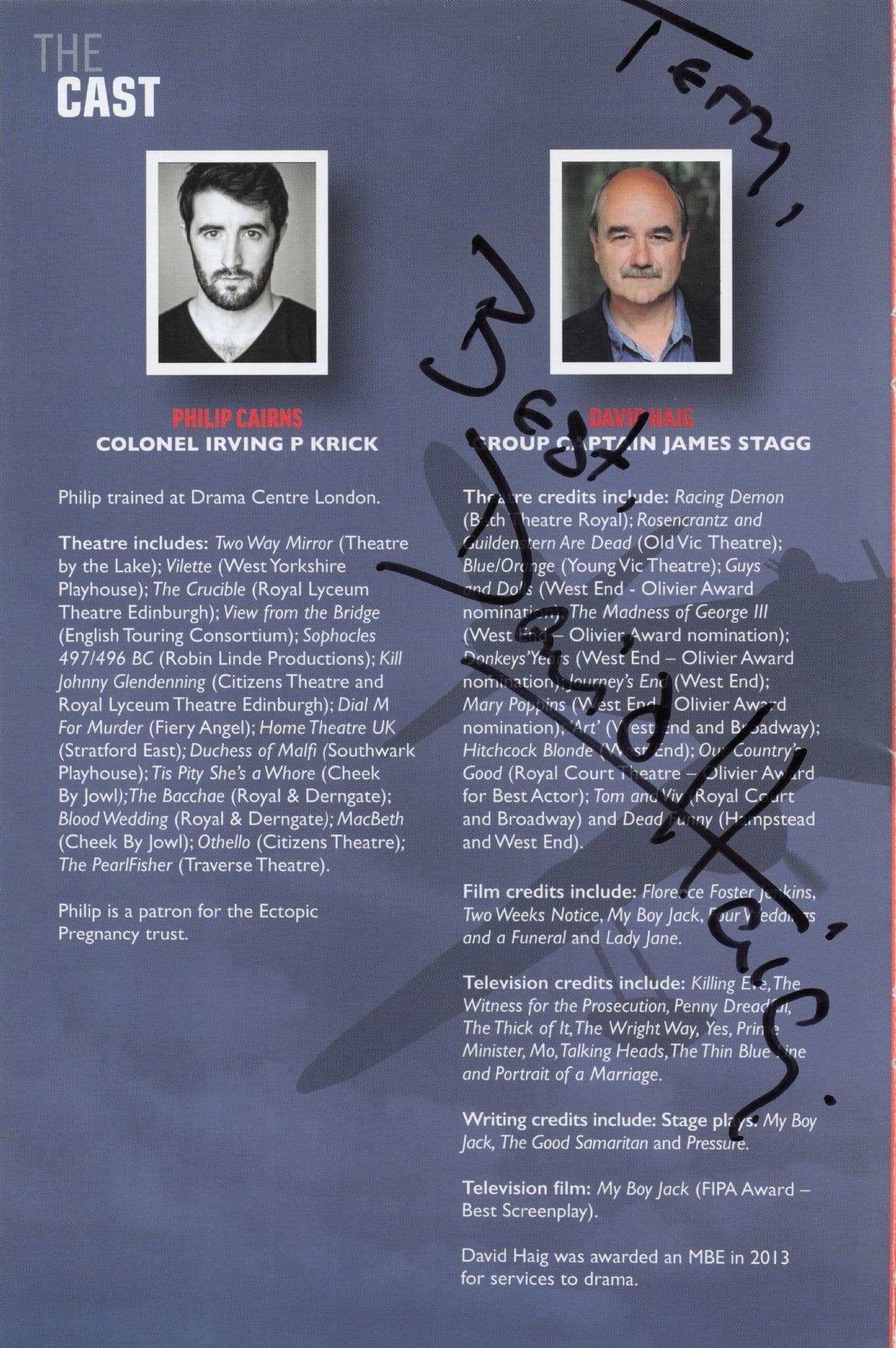 David Haig of Killing Eve Hand Signed Theatre Page