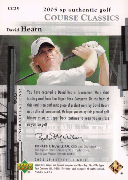 David Hearn Course Classics 2005 Golf SP Upper Deck Worn Shirt Card