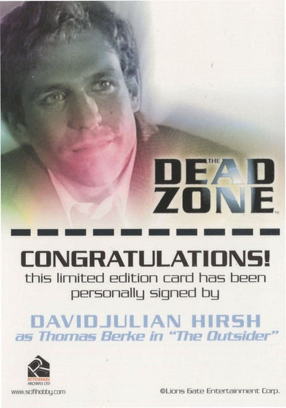 David Julian HIrsh The Dead Zone Autograph Signed Photo Card