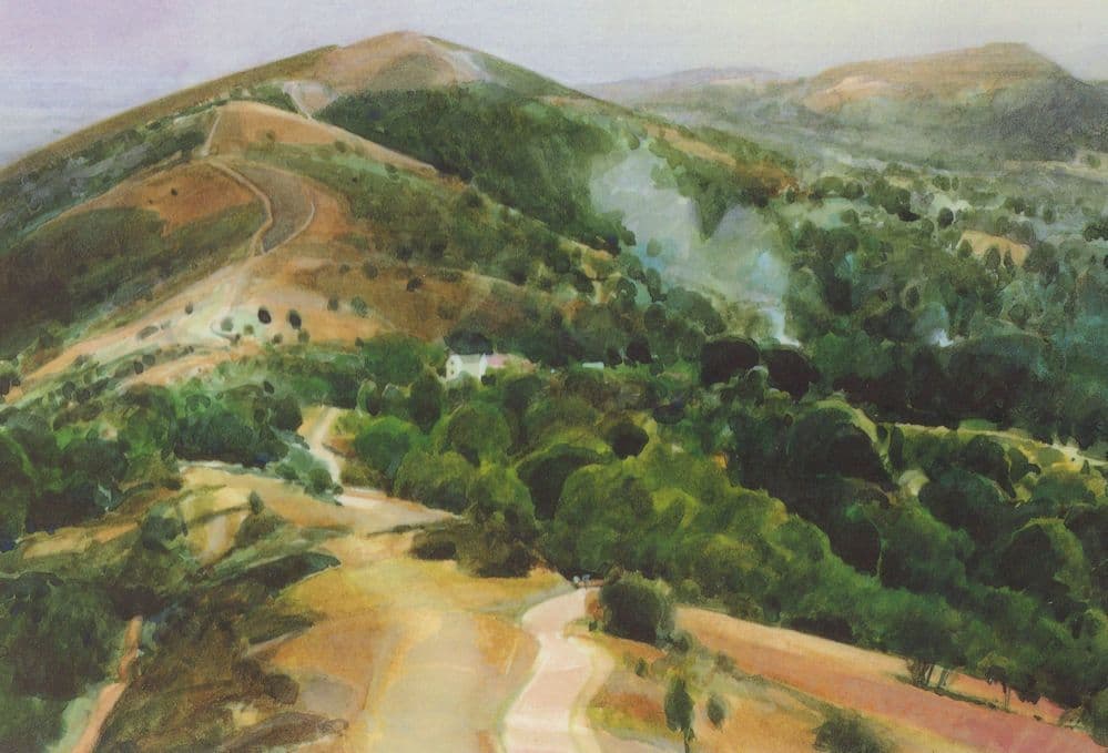 David Prentice Autumn Bonfire Malvern Painting Postcard