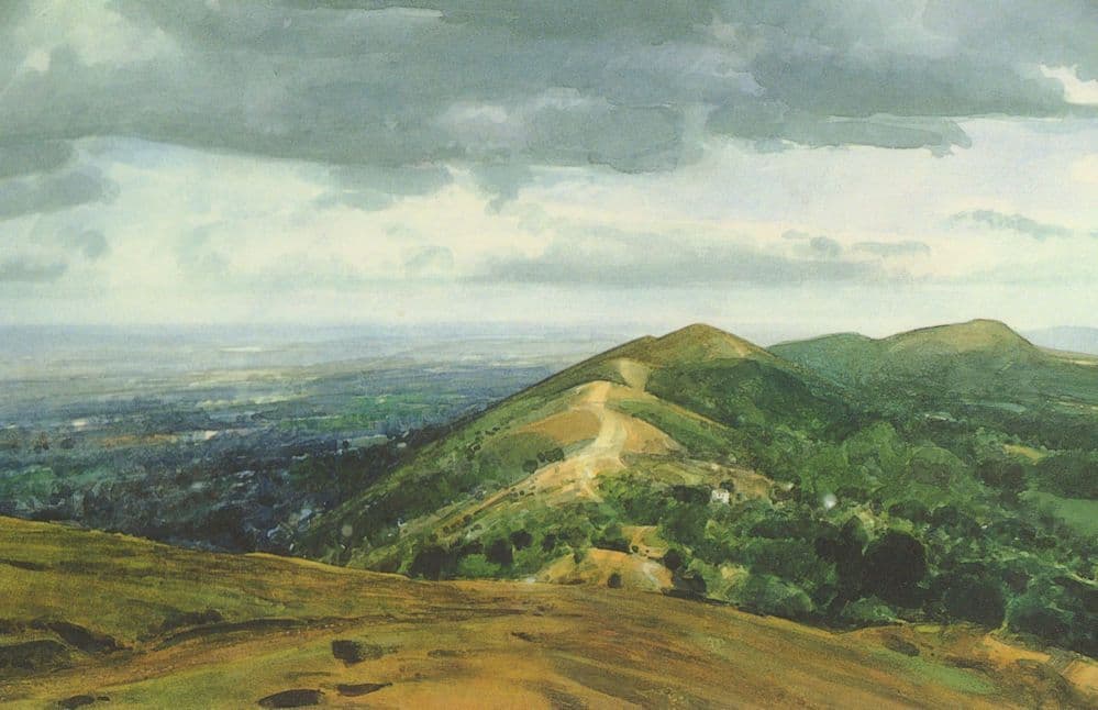 David Prentice Malvern Across To Cotswolds Painting Postcard