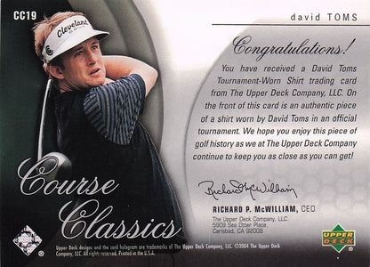 David Toms Course Classics 2004 Authentic Tournament Upper Deck Golf Shirt Card