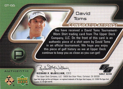 David Toms Golf Gear Real Player Shirt Swatch Upper Deck Card