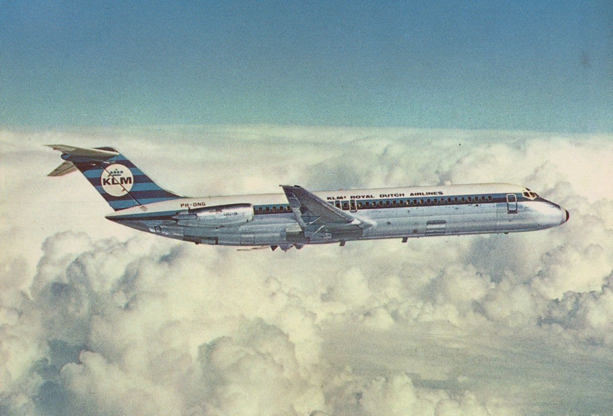 DC9--30 KLM s Stretched DC-9 Jet Netherlands Plane Postcard