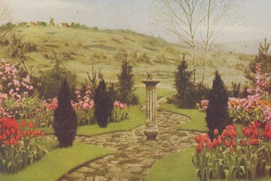 De Reszke Cigarettes Garden Studies Clock Sundial Germany Postcard