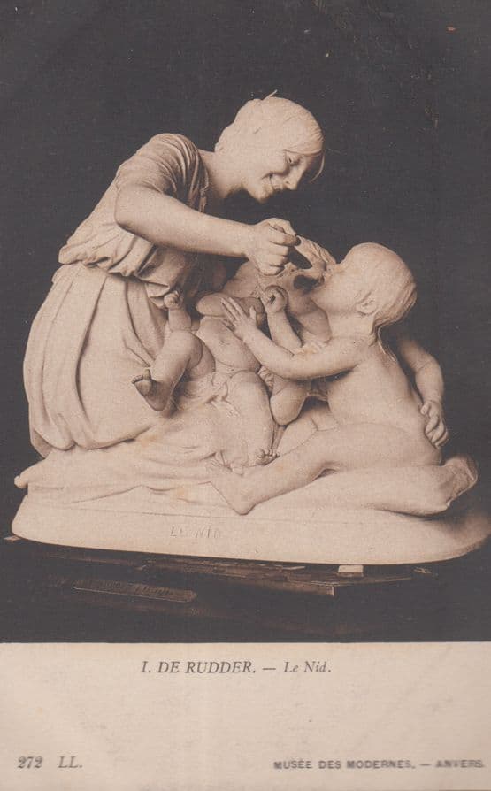 De Rudder Le Nid Belgium Sculptor Anvers Museum Statue Antique Postcard