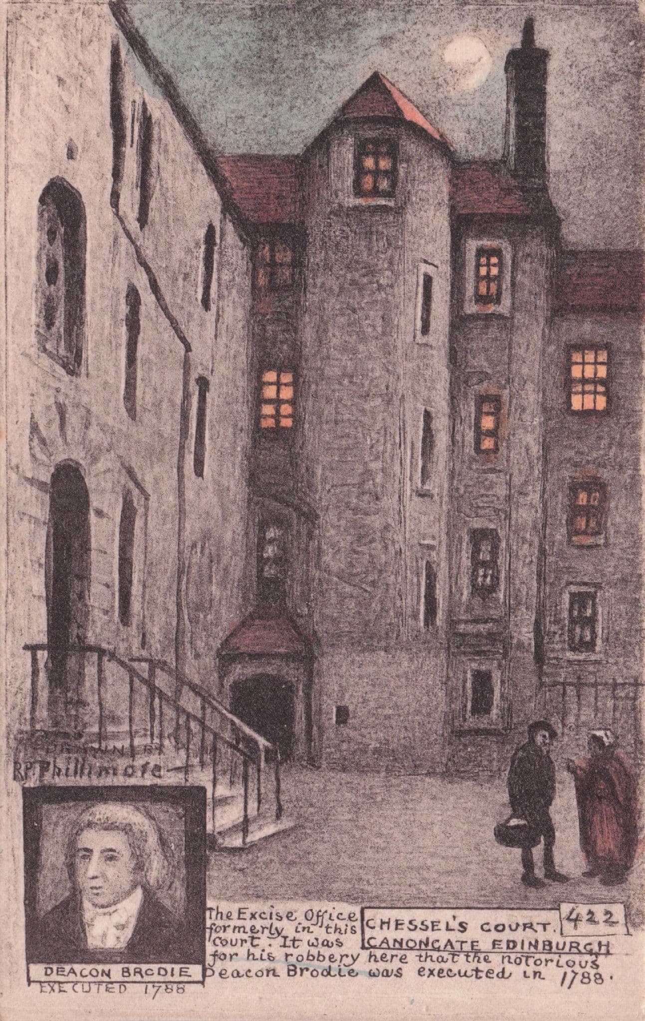 Deacon Brodie of Chessel's Court Canongate Edinburgh Phillimore Postcard