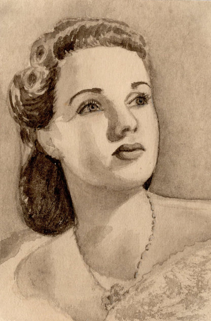 Deanna Durbin Hollywood Film Actress Vintage Rare Old Hand Art Drawing