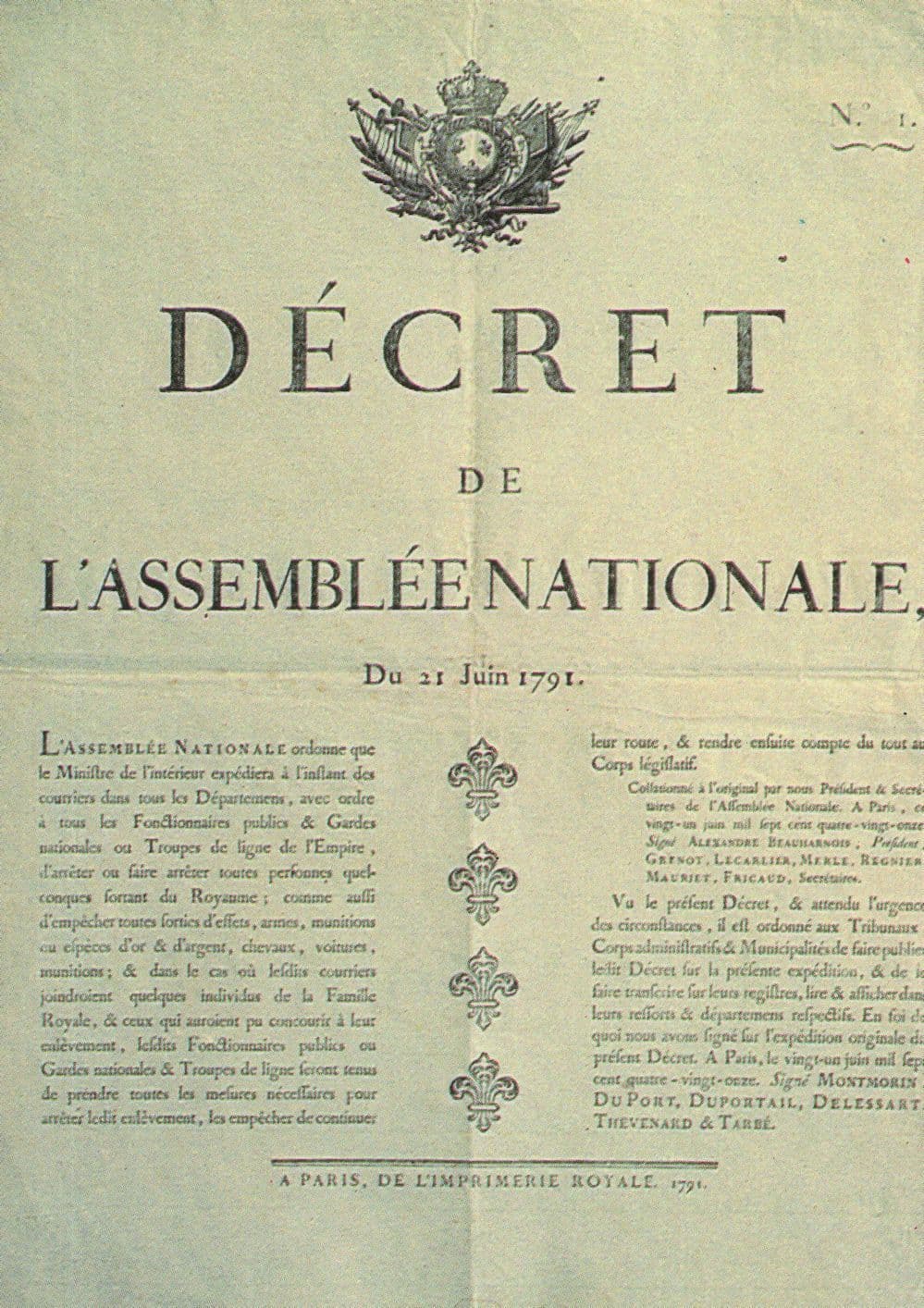 Decret French Revolution 1791 Document France Postcard