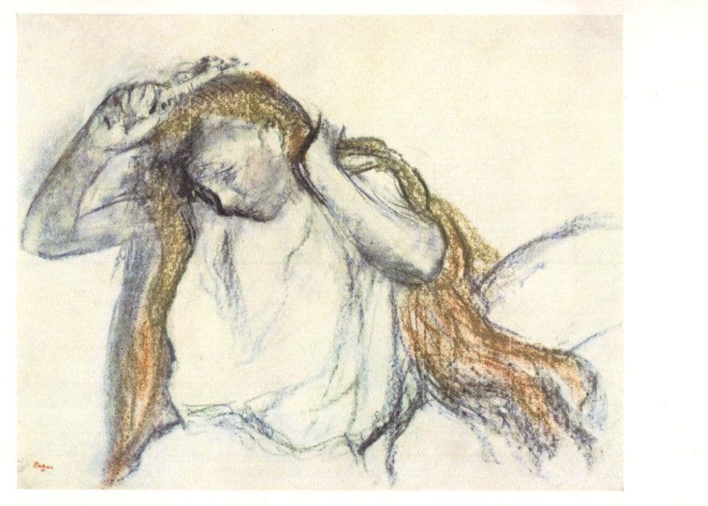 Degas Woman Combing Her Hair Paris French Painting Postcard