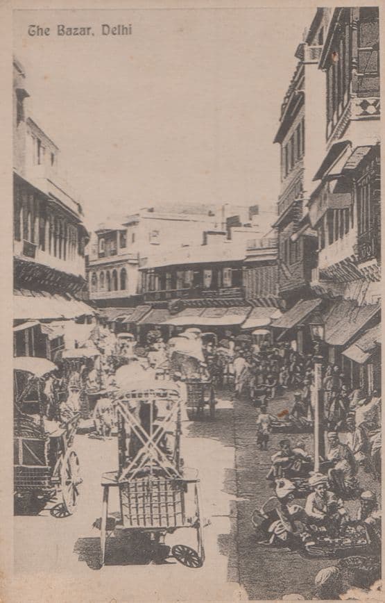 Delhi Bazar Street Scene Indian Postcard
