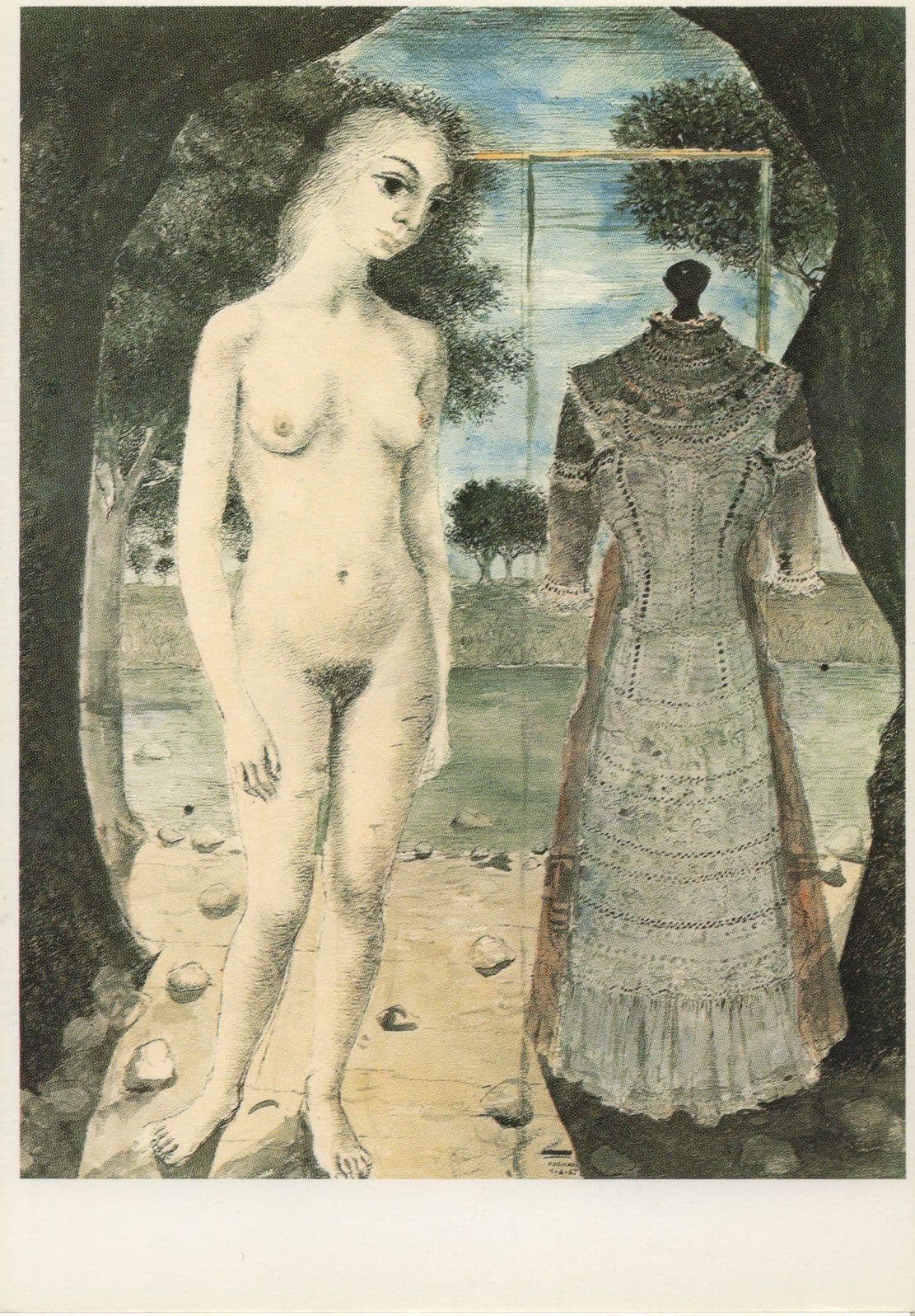 Delvaux La Robe Du Dimanche Sunday Dress Painting Postcard