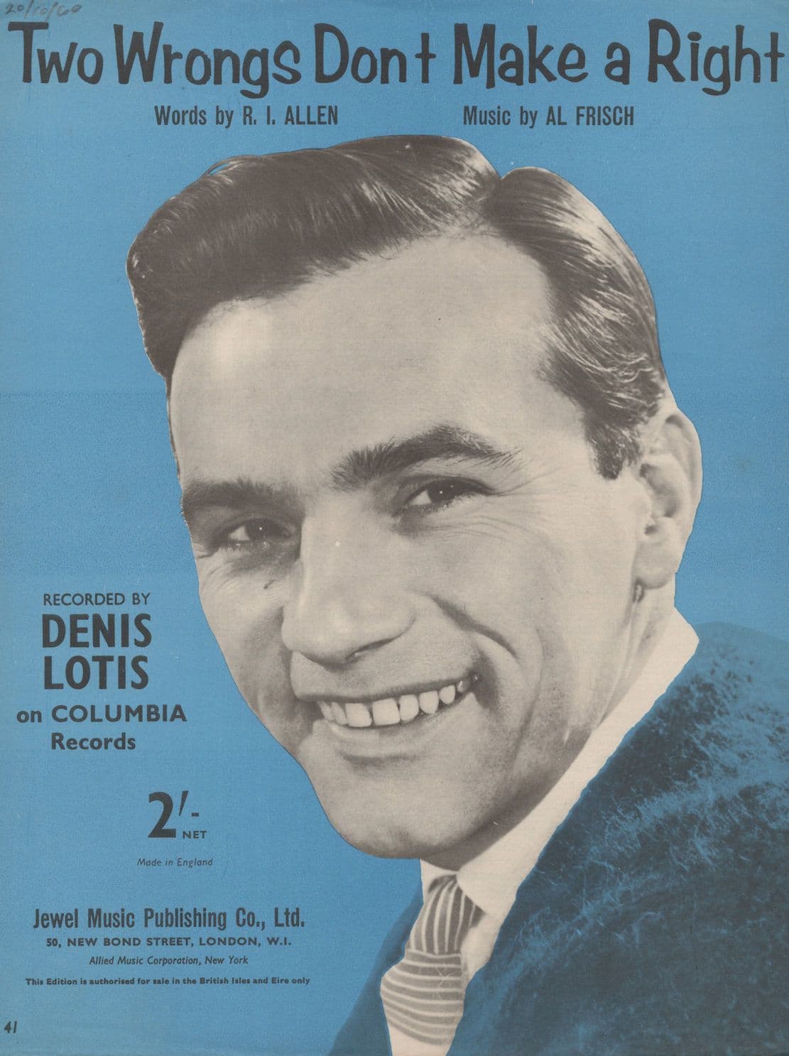 Denis Lotis Two Wrongs Don't Make A Right Sheet Music