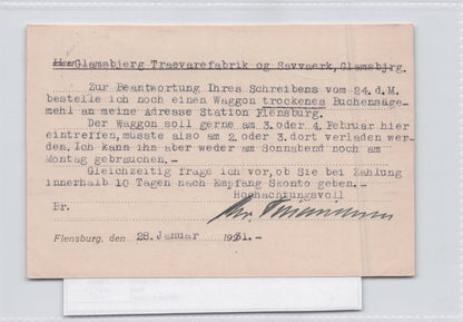 Denmark Wood & Coal Flensburg Weimar German Old Postcard