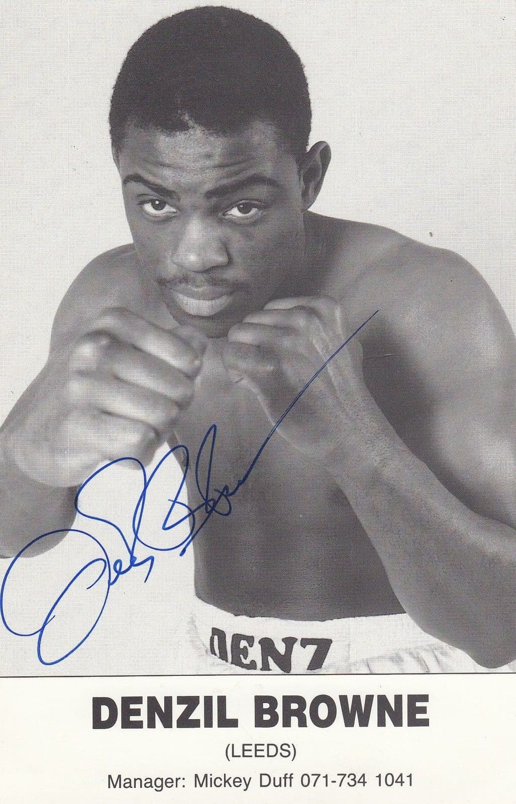 Denzil Browne Leeds Boxer Mickey Duff Manager Hand Signed Photo Publicity Photo