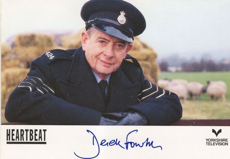 Derek Fowlds Heartbeat Printed Signed Cast Card Photo