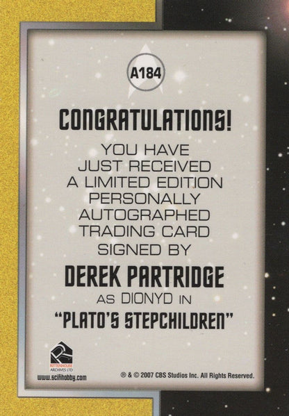 Derek Partridge Star Trek Heroes & Villains A184 Autograph A258 Card