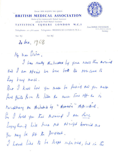Derek Stevenson British Medical Association WW2 Far East Doctor Signed Letter