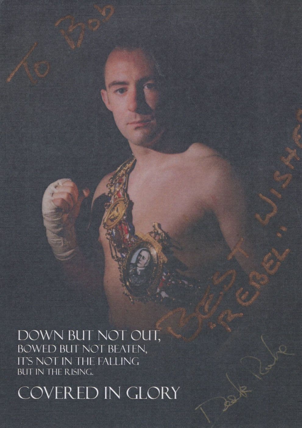 Derek The Rebel Roche Boxer Fight Souvenir Hand Signed Photo