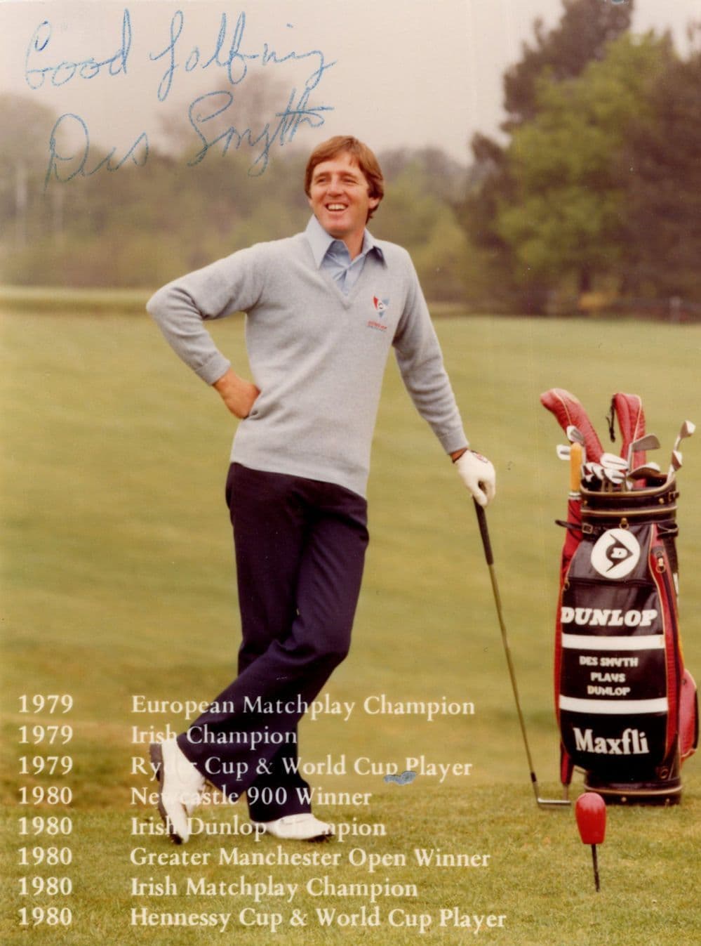 Des Smyth Irish Ireland Golfer Vintage Hand Signed Photo