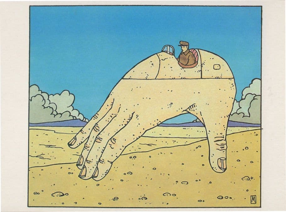 Desert Car Truck Van From A Giant Hand Art Illustrator Postcard