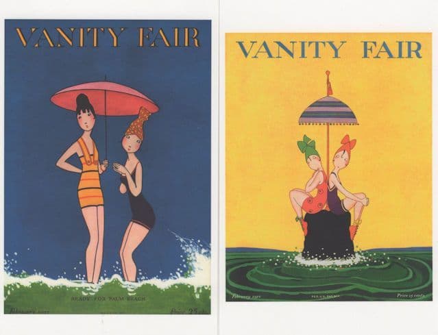 Desert Island Flowerpot WW1 Art Deco Umbrella Painting Postcard s