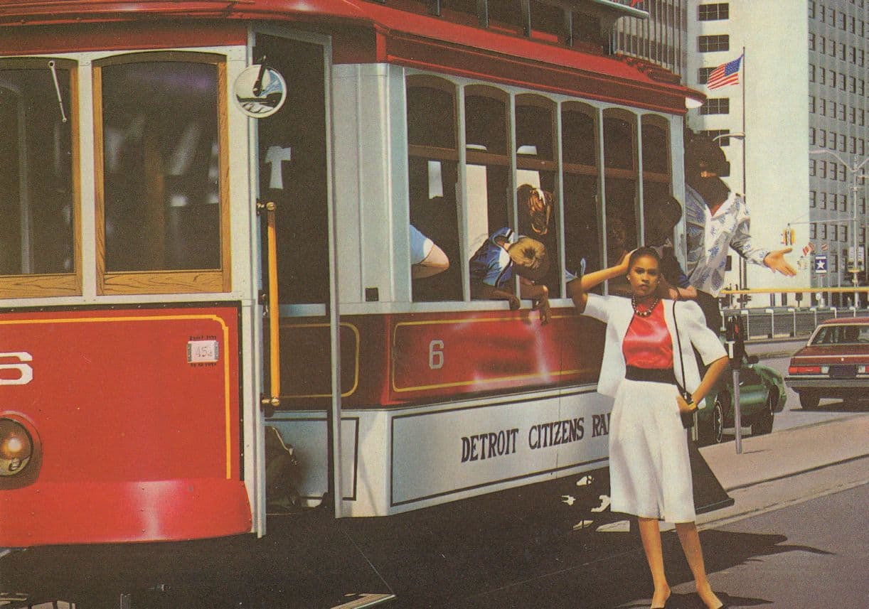 Detroit Citizens Railway Tram Bus Train Glamour Rare Postcard