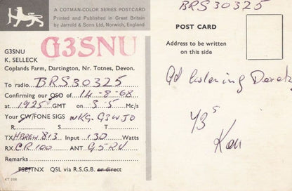 Devon Riviera QSL G3SNU Amateur Radio 1960s Postcard