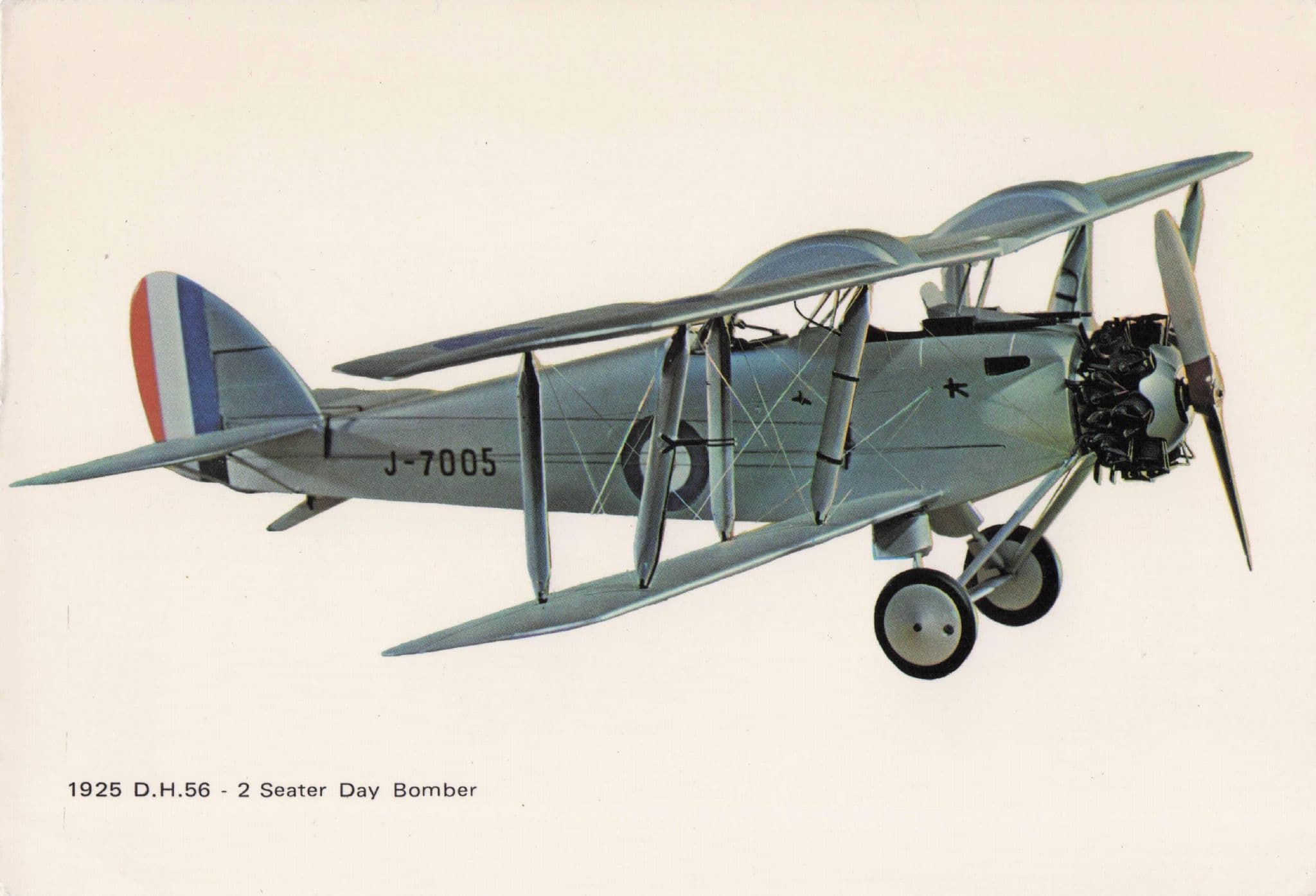 DH56 2 Seat Day Bomber 1925 Military Plane PB Painting Postcard