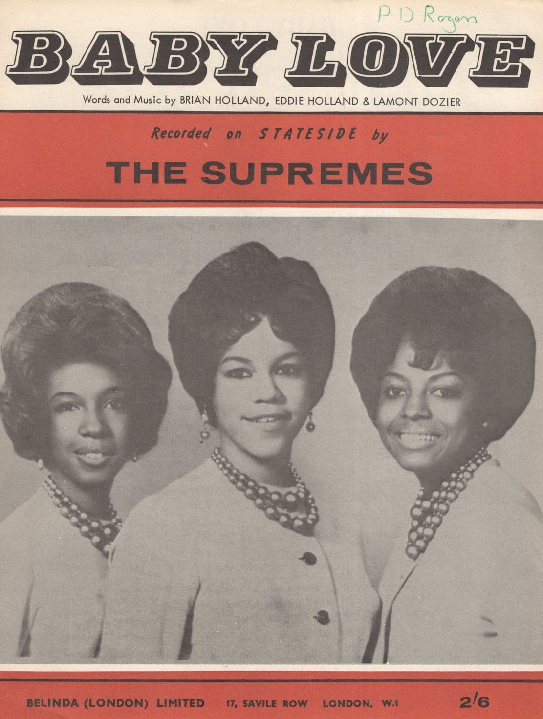 Diana Ross & The Supremes Baby Love RARE 1st Edn UK Sheet Music