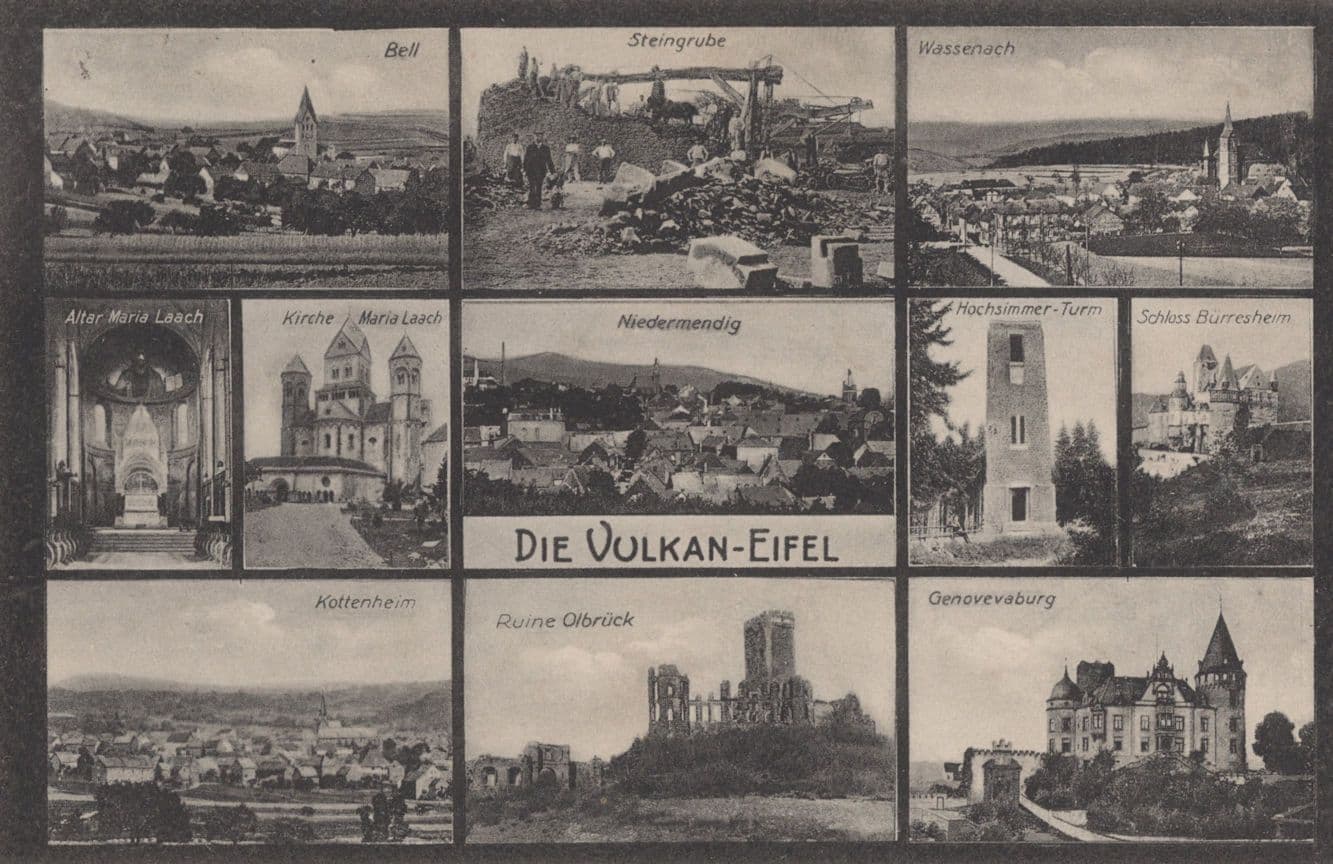 Die Vulkan Eifel German 9 Views Rare Old Postcard