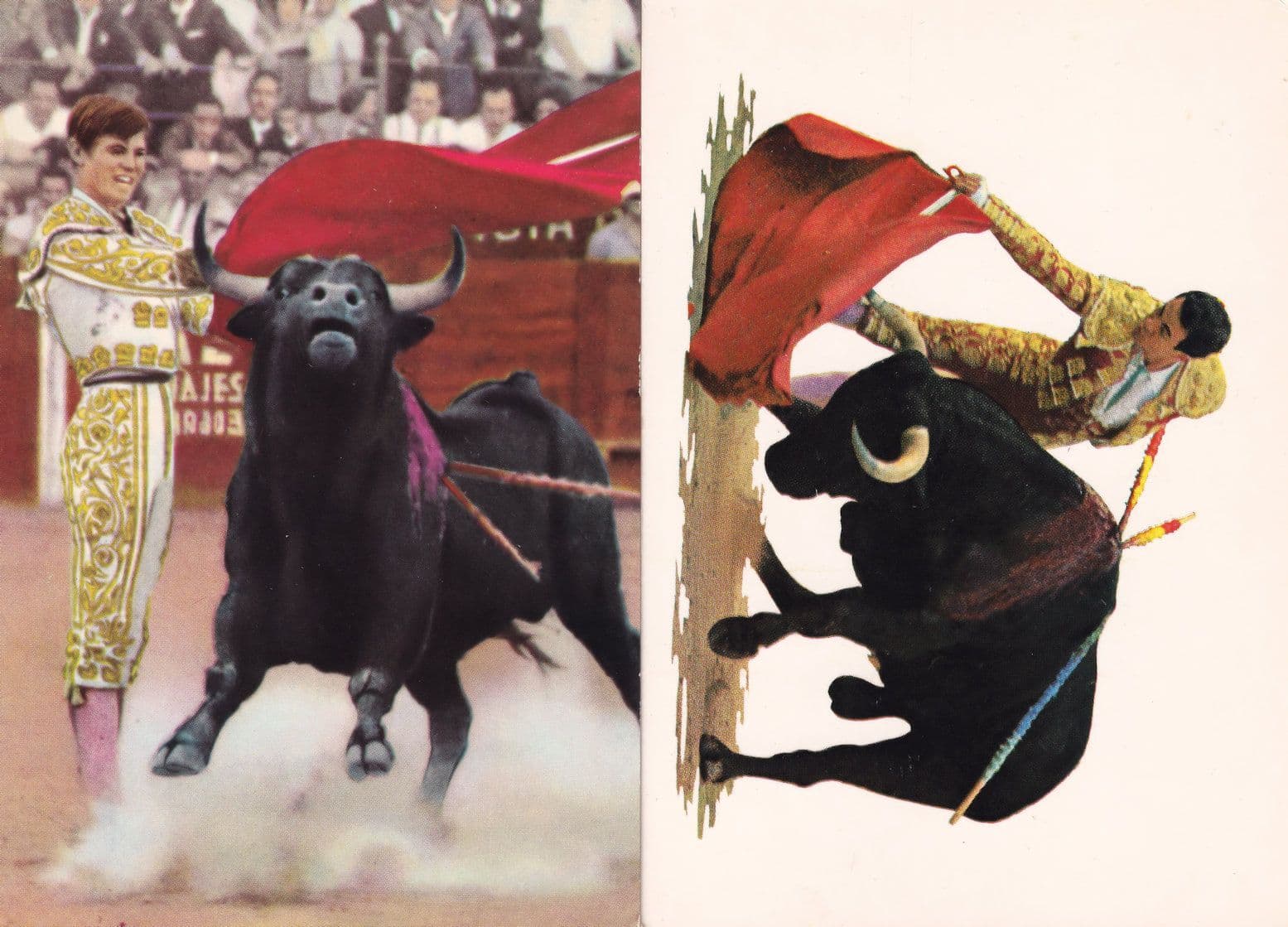 Diego Puerta Spanish Bullfighter & Bullfight Death 2x Postcard s
